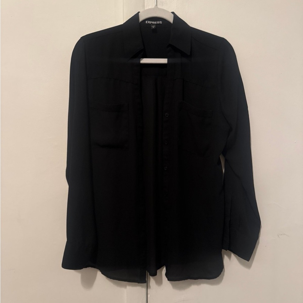 Express black portofino sheer button down